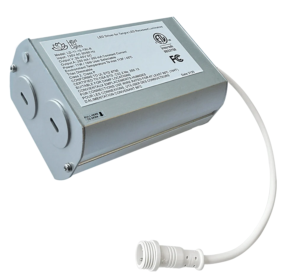 Lotus LED Lights LD-11-15-TRI-C-FP Triac Dimmable LED Driver for Tangra Fixtures With Commercial Connectors - Wattage: 11W/15W Selectable