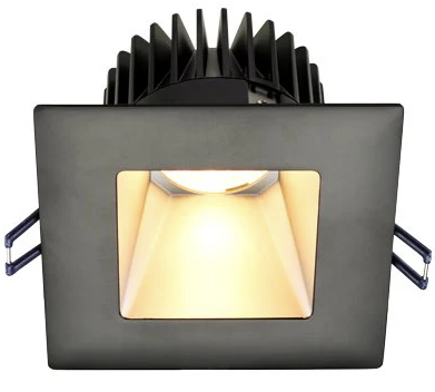 Lotus LED LD4S-32K-HO-4S-SR-BT-15D 4" Square Deep Regressed LED Downlight, High Output, Wattage 18W, Silver Reflector, Black Trim, Dim to Warm / 3K-2K, 1,150 Lumens, Voltage 120V, 15° Beam Angle