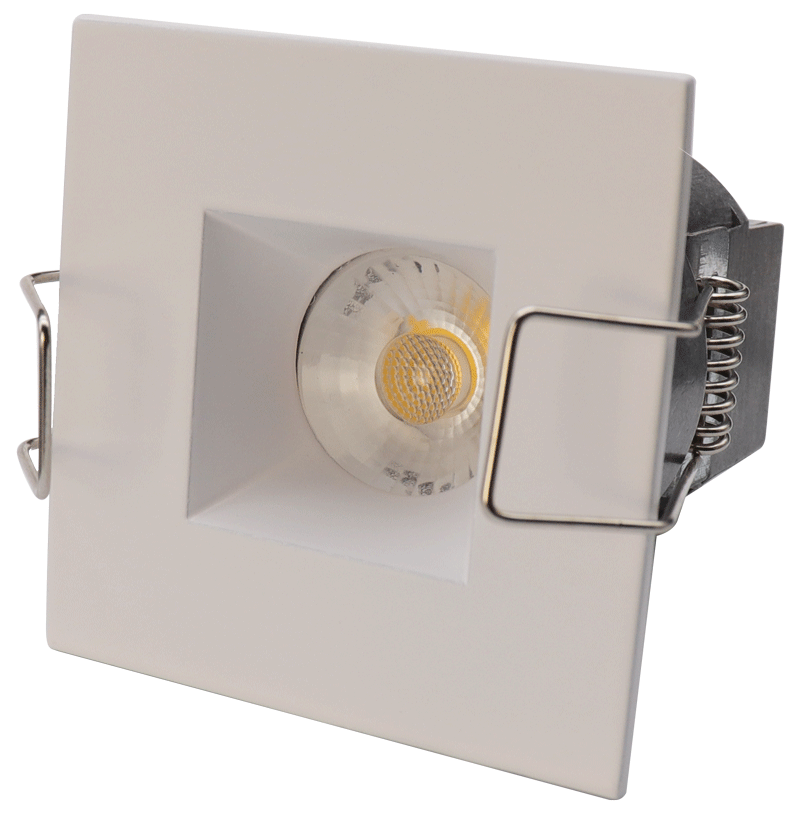 Lotus LED Lights LED-1-S6W-30K-T1-12WD-S-WH 2" Mini Square LED Recessed Wide Trim Downlight, CCT 3000K, 24V, White Finish