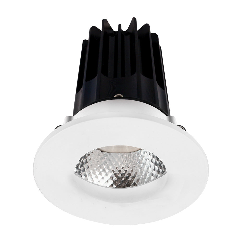 Lotus LED Lights LED-2-S15W-30K-2RRDM-2RWW 2" High Output Round Recessed LED Designer Series Downlight – 15W – 3000K – 1000 lm – 38° Beam Angle – 90+ CRI – Diamond Reflector – White Wall Wash Trim