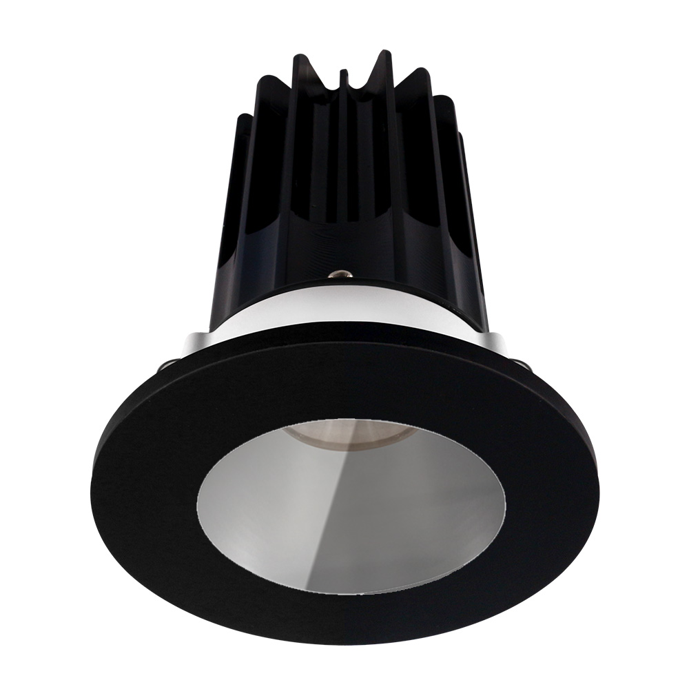 Lotus LED Lights LED-2-S15W-30K-2RRCH-2RST-BK-60D 2" High Output Round Recessed LED Designer Series Downlight – 15W – 3000K – 1000 lm – 60° Beam Angle – 90+ CRI – Chrome Reflector – Black Shower Trim