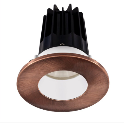 Lotus LED Lights LED-2-S15W-27K-2RRWH-2RTCP-24 2" Led Recessed Downlight - High Output - 15w - 2700k - 980 Lumens - White Reflector - Round Copper Trim - 24° - 120v