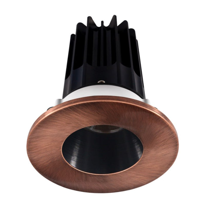 Lotus LED Light LED-2-S15W-3018K-2RRBK-2RTCP-24 2" LED Recessed Downlight - High Output - 15 Watt W/ 24 Degree Beam Angle, CCT Dim To Warm / 3K-18K, 120V, Black Reflector/ Round Copper Trim