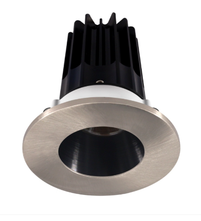 Lotus LED Lights LED-2-S15W-30K-2RRBK-2RTBN-24 2" Led Recessed Downlight - High Output - 15w - 3000k - 1,000 Lumens - Black Reflector - Round Brushed Nickel Trim - 24° - 120v