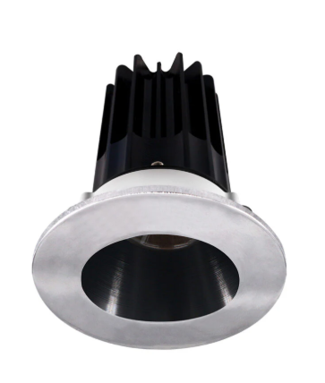 Lotus LED Lights LED-2-S15W-40K-2RRBK-2RTCH-60D 2 inch Recessed Downlight 15W LED 4000K 1020 lm - 60° Beam Angle - Black Reflector - Round Chrome Trim - Type IC Damp Air-Tight T24 CRI 90+