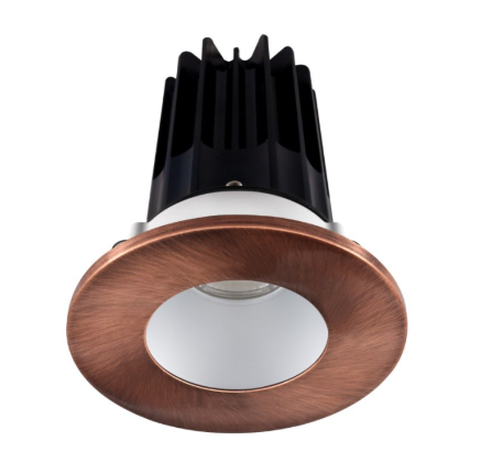 Lotus LED Lights LED-2-S8W2-27K-2RRAK-2RTCP-60D 2" LED Recessed Downlight - 8W - 2700K - 580 Lumens - Silver Reflector - Round Copper Trim - 120V - 60° Beam Angle