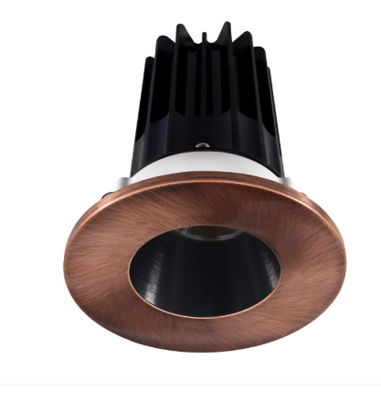 Lotus LED Lights LED-2-S8W2-27K-2RRBK-2RTCP 2" Led Recessed Downlight - 8w - 2700k - 580 Lumens - Black Reflector - Round Copper Trim - 120v