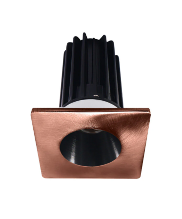 Lotus LED Lights LED-2-S8W2-27K-2RRBK-2STCP-60D 2 inch Recessed Downlight 8W LED 2700K 580 lm - 60° Beam Angle - Black Reflector - Square Copper Trim - Type IC Damp Air-Tight T24 CRI 90+