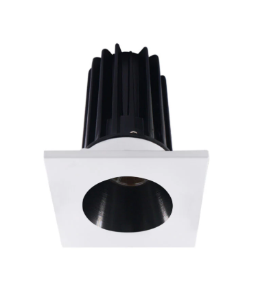 Lotus LED Lights LED-2-S8W2-27K-2RRBK-2STWH-60D 2 inch Recessed Downlight 8W LED 2700K 580 lm - 60° Beam Angle - Black Reflector - Square White Trim - Type IC Damp Air-Tight T24 CRI 90+