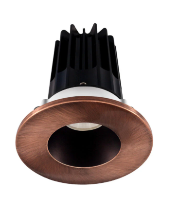 Lotus LED Lights LED-2-S8W2-27K-2RRBZ-2RTCP-60D 2 inch Recessed Downlight 8W LED 2700K 580 lm - 60° Beam Angle - Bronze Reflector - Round Copper Trim - Type IC Damp Air-Tight T24 CRI 90+