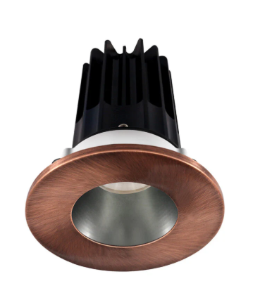 Lotus LED Lights LED-2-S8W2-27K-2RRCH-2RTCP-60D 2 inch Recessed Downlight 8W LED 2700K 580 lm - 60° Beam Angle - Chrome Reflector - Round Copper Trim - Type IC Damp Air-Tight T24 CRI 90+