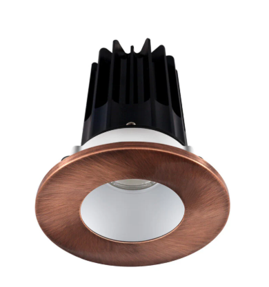Lotus LED Lights LED-2-S8W2-3018K-2RRAK-2RTCP 2 inch Recessed Downlight 8W LED Dim to Warm 3000-1800K 600 lm - 38° Beam Angle - Alzak Reflector - Round Copper Trim - Type IC Damp Air-Tight T24 CRI 90+