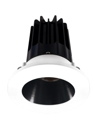 Lotus LED Lights LED-2-S8W2-3018K-2RRBK-2RTWH 2 inch Recessed Downlight 8W LED Dim to Warm 3000-1800K 600 lm - 38° Beam Angle - Black Reflector - Round White Trim - Type IC Damp Air-Tight T24 CRI 90+