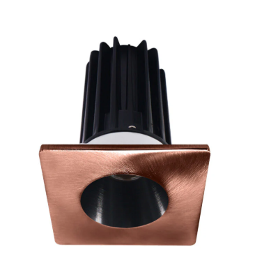 Lotus LED Lights LED-2-S8W2-3018K-2RRBK-2STCP-60D 2 inch Recessed Downlight 8W LED Dim to Warm 3000-1800K 600 lm - 60° Beam Angle - Black Reflector - Square Copper Trim - Type IC Damp Air-Tight T24 CRI 90+