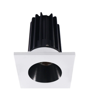 Lotus LED Lights LED-2-S8W2-3018K-2RRBK-2STWH-60D 2 inch Recessed Downlight 8W LED Dim to Warm 3000-1800K 600 lm - 60° Beam Angle - Black Reflector - Square White Trim - Type IC Damp Air-Tight T24 CRI 90+
