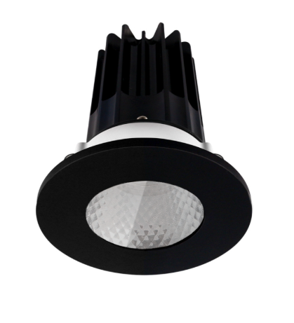 Lotus LED Lights LED-2-S8W2-5CCT-2RRDM-2RST-BK-60D 2 inch Recessed Downlight 8W LED 5CCT 600 lm - 60° Beam Angle - Diamond Reflector - Round Shower Trim - Black - Type IC Damp Air-Tight T24 CRI 90+