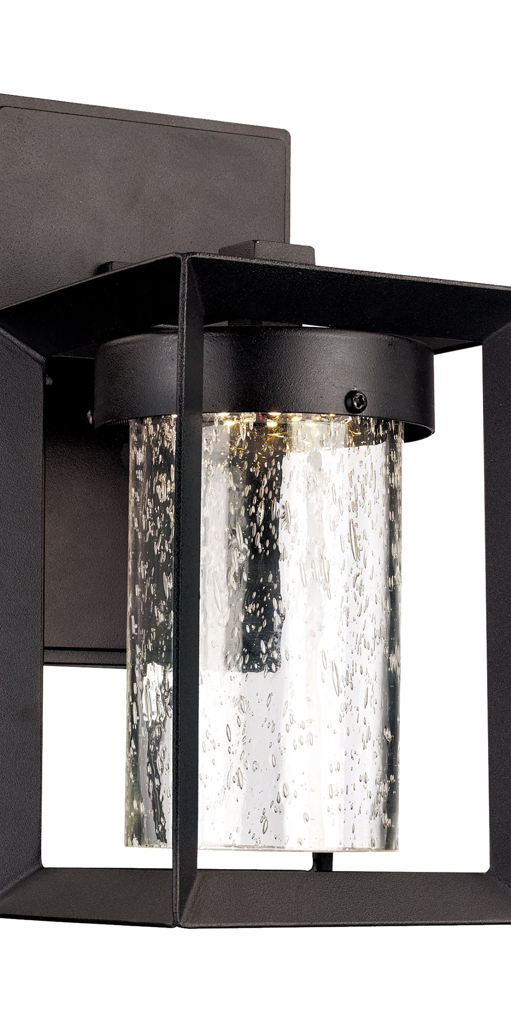 Trans Globe Lighting LED-50160 BK Taylor black integrated LED outdoor wall lantern with seeded glass