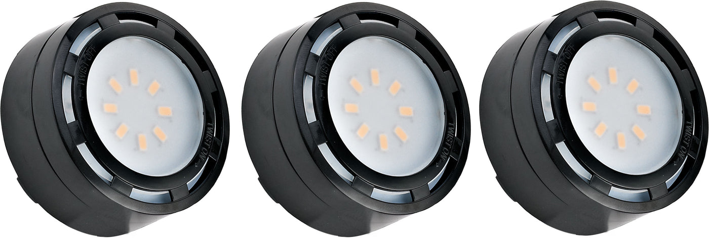 Westgate LED-PL3BLK 120-volt Led 3-pack Puck Lights, Black Finish