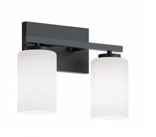 AFX Lighting LEOV1309MBBK Leo 13" Medium Base Vanity Light - 120V - Black Finish