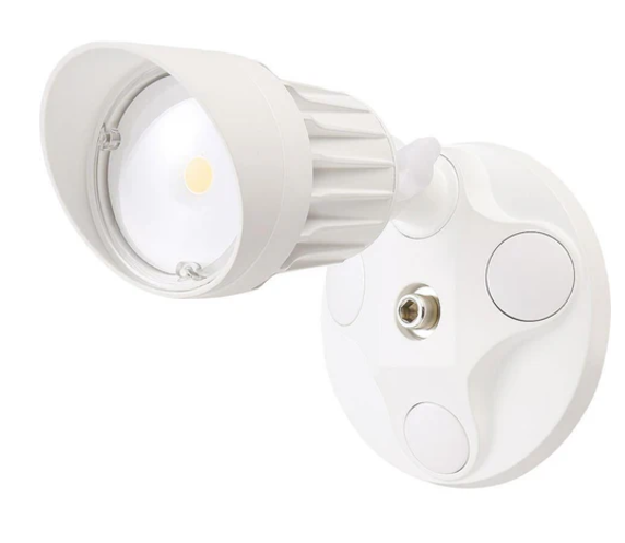 Cyber Tech Lighting LF10H1-WH/DL-WW 10W LED Single Head Security Light, 820 lm, CCT 5000K, White Finish