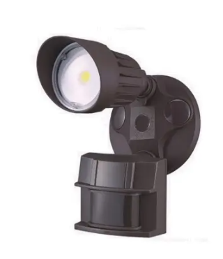 Cyber Tech Lighting LF10MH1-BZ/DL-WW 10W LED Single Head Security Light w/ Motion Sensor, 820 lm, CCT 5000K, Finish Bronze