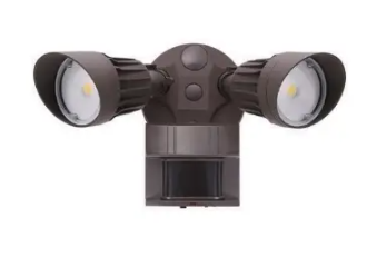 Cyber Tech Lighting LF20MH2-BZ/DL-WW 20W LED Dual Head Security Light w/ Motion Sensor, 1640 lm, CCT 5000K, Finish Bronze