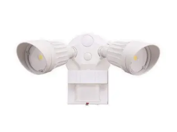 Cyber Tech Lighting LF20MH2-WH/DL-WW 20W LED Dual Head Security Light w/ Motion Sensor, 1640 lm, CCT 5000K, White Finish