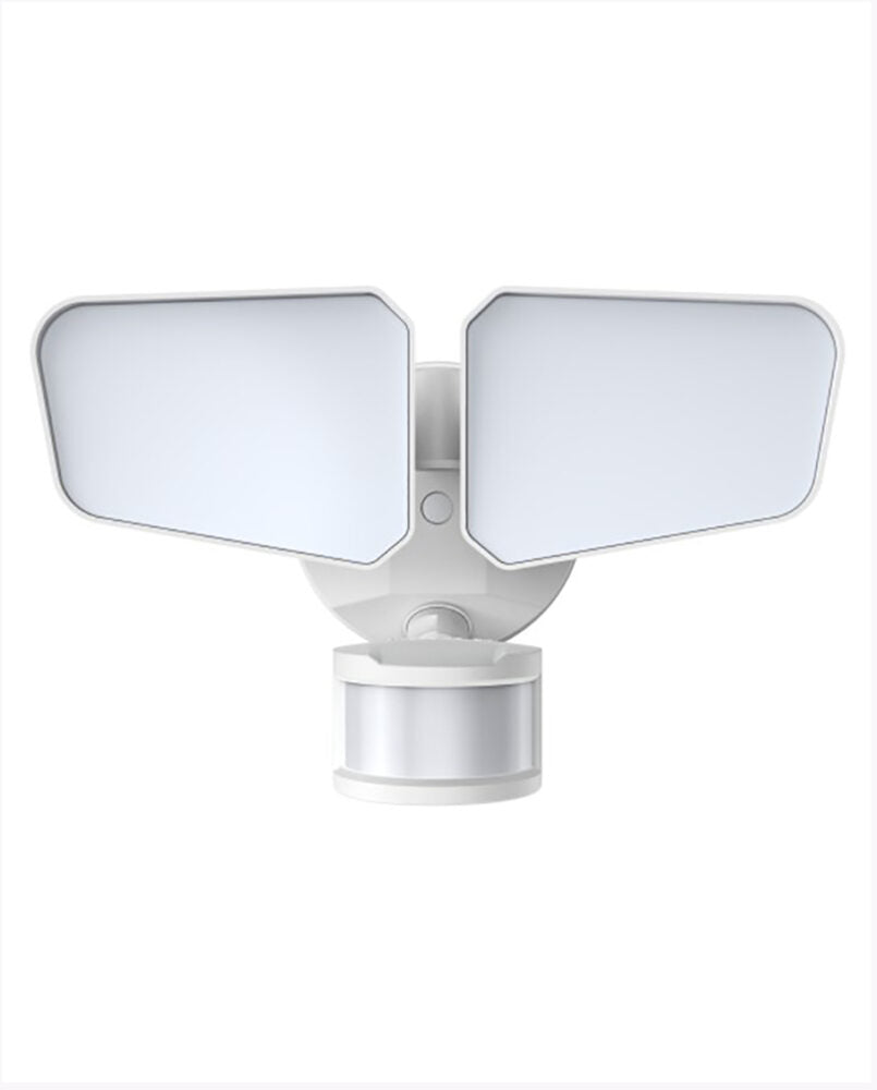 Cyber Tech Lighting LF20PMH2-WH/CCT Contemporary White LED Dual Head 180 Degree Motion Security Light