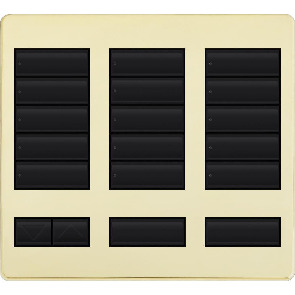 Lutron LFK-T15RL-BB Large 15-Button Replacement Faceplate Kit Bright Brass