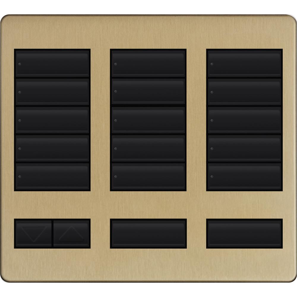 Lutron LFK-T15RL-BRA Large 15-Button Replacement Faceplate Kit Brass Anodized Aluminum