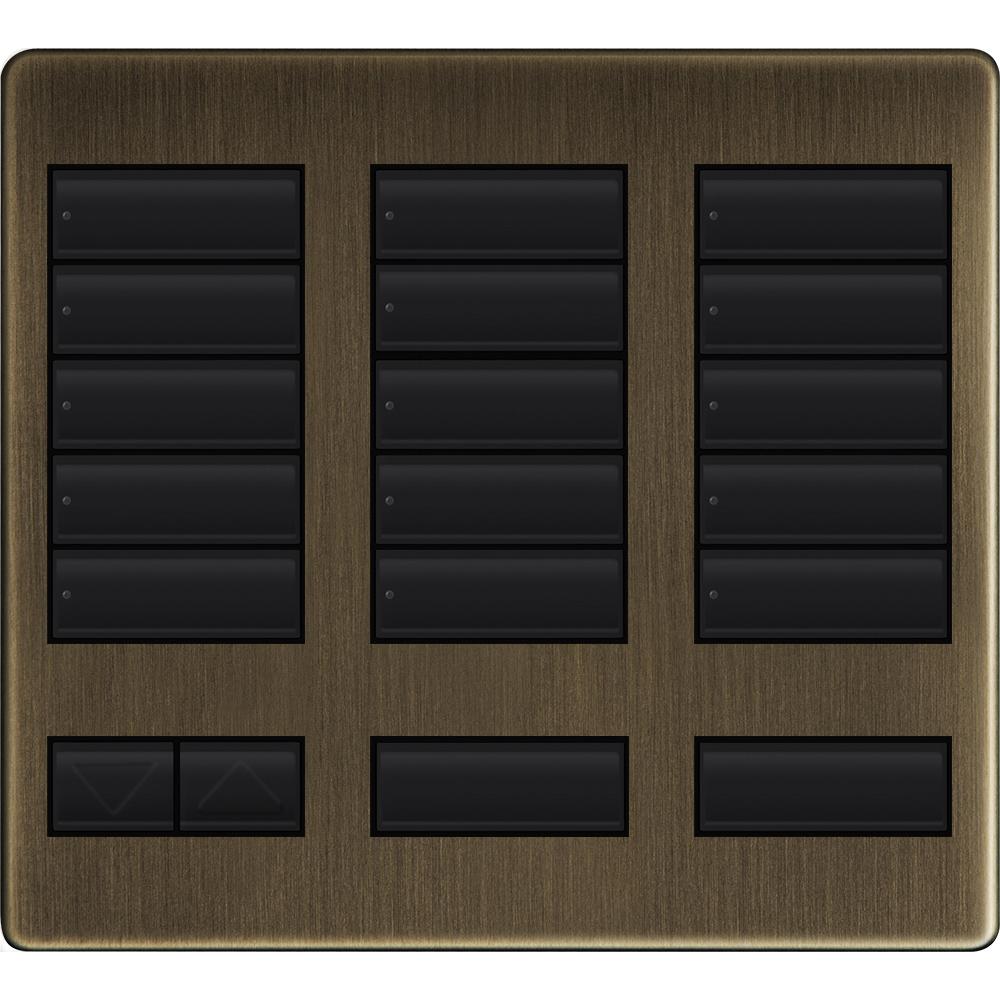 Lutron LFK-T15RL-QB Large 15-Button Replacement Faceplate Kit Antique Brass