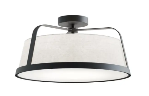 AFX Lighting LIZC18MBBK Lizzette 18" Medium Base Semi-Flush Mount, Voltage 120V, Black