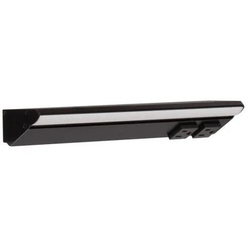 Task Lighting LP12-T6R6W-BBK 12.5" 6 Watt Lighted Power Strip - 2 Receptacles - CCT Tunable (2700K Thru 5000K) - 12V - Black Finish