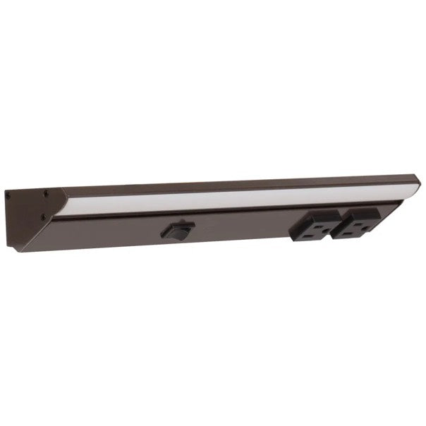 Task Lighting LP12QD4NDBBZ27 12.5" Lighted Power Strip w/ Switch - 2 Bronze Single Receptacles - CCT 2700K - 400 Lumens - 120V - Bronze Finish