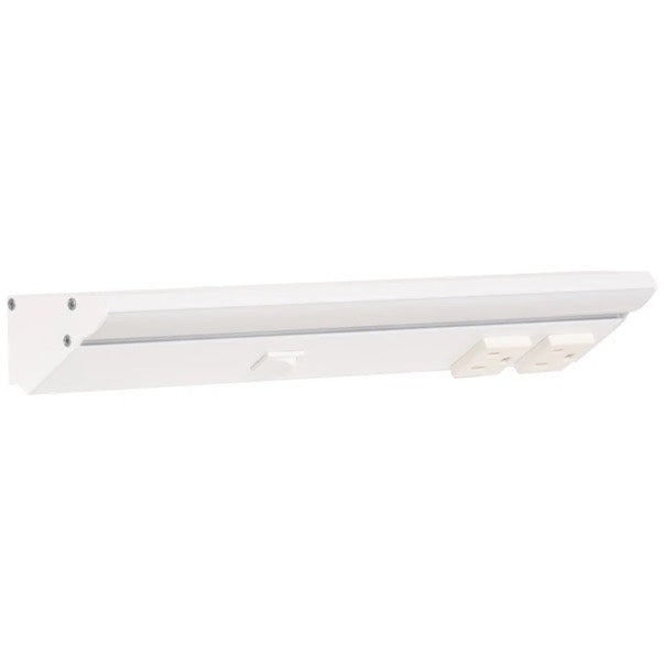 Task Lighting LP12QD4NDWWT30 12.5" Lighted Power Strip w/ Switch - 2 White Single Receptacles - CCT 3000K - 400 Lumens - 120V - White Finish