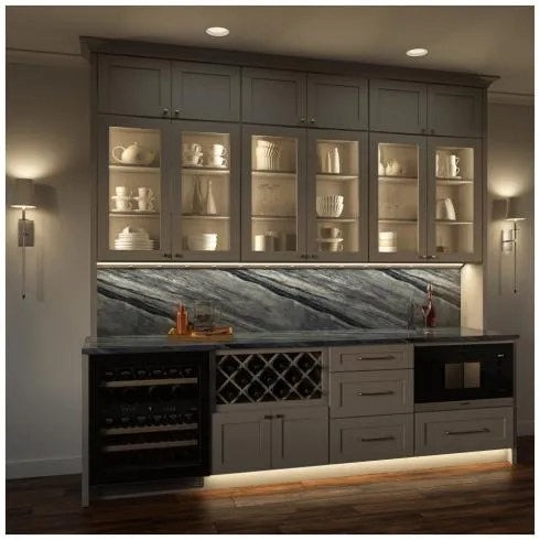 Task Lighting LP18-T6R9W-WWT 18.5" 7W Lighted Power Strip - 2 Receptacles - CCT Tunable (27K Thru 50K) - Voltage 12V - White Finish