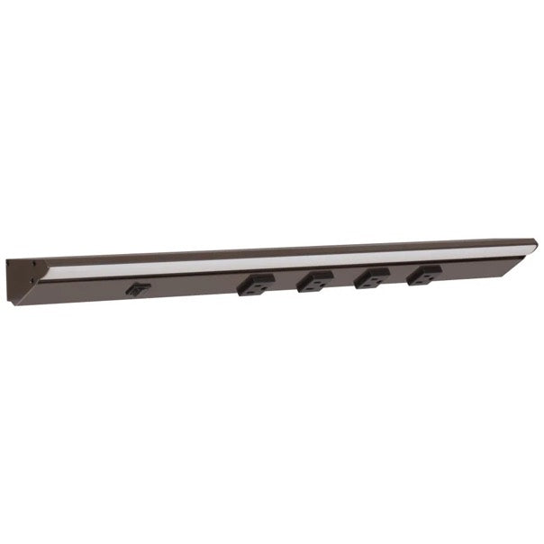 Task Lighting LP24QD8NDBBZ50 24.5" Lighted Power Strip w/ Switch - 4 Black Single Receptacles - Color Temperature 5000K - Lumens 800 - Voltage 120V - Bronze Finish