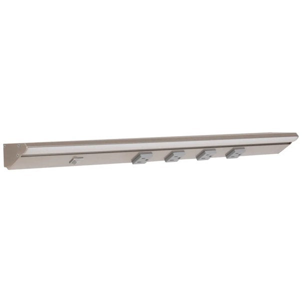 Task Lighting LP24QD8NDGSN40 24.5" Lighted Power Strip w/ Switch - 4 Gray Single Receptacles - Color Temperature 4000K - Lumens 800 - Voltage 120V - Satin Nickel Finish