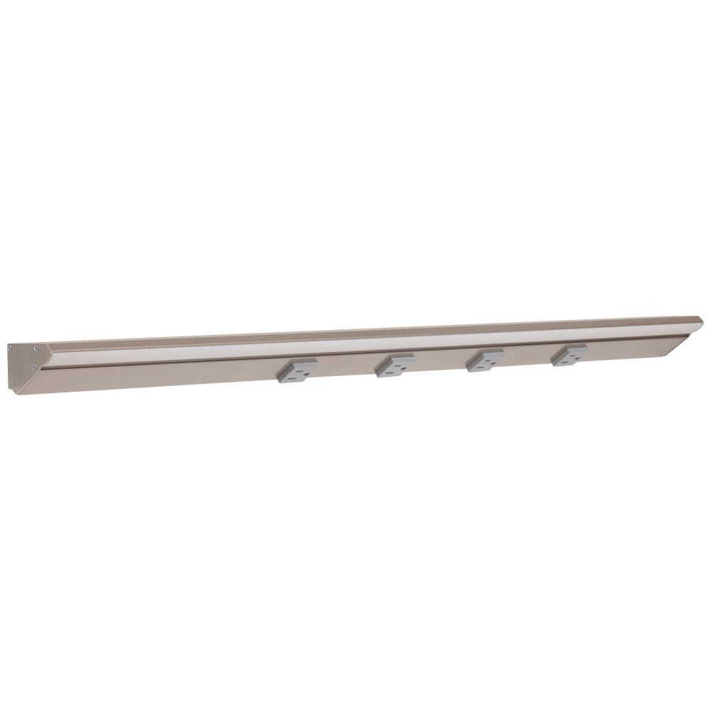 Task Lighting LP30HR15NDGSN27 30-1/2" 600 Lumens/Ft. High Output LED Power Strip, 1500 Lumens/Fixture, Warm White 2700K, Satin Nickel Finish, Grey Receptacles