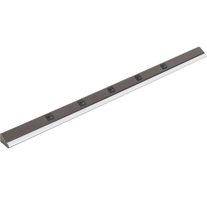 Task Lighting LP48HR24NDBBZ50 48.5" 24W Lighted Power Strip - 5 Receptacles - Color Temperature 5000K - Lumens 2400 lm - Voltage 12V - Bronze Finish