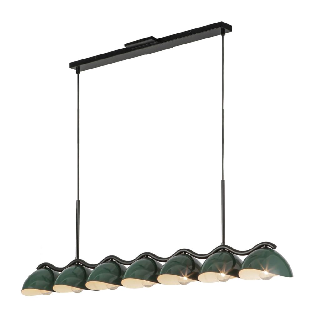 Kuzco Lighting LP57642-BK/PGN Atlas 7 Light 42 inch Linear Light in Black-Pine Green with Steel Shade, Voltage 120V, Wattage 40W