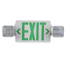 LED Exit Sign & Emergency Combo, Single Face, Green Letters Black Body