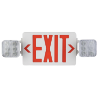 LED Exit Sign & Emergency Combo, Single Face, Red Letters Black Body