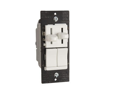 Wattstopper LSCLDC163PW 150W CFL/LED and 300W Incandescent Single Pole/3-Way, Preset Dimmer with 1.6A 3-Speed De-hummer Fan Control, White Finish