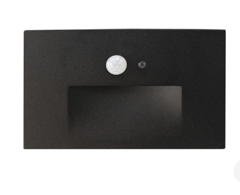 Lotus LED Lights LSD03-3K-BK 2.5 Watt Horizontal Led Step Light - Motion Sensor - Photocell - 3000k - 80 Lumens - 120v - Black Finish