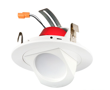 4” LED Selectable 3CCT Adjustable Gimbal LED Retrofit Downlight, Lumens 640-710 lm, Wattage 9W, White Finish