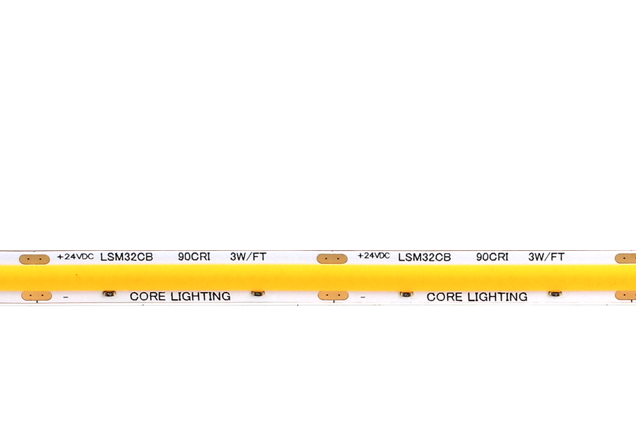 Core Lighting LSMW32CB-27K-PF-24V 3.2W Indoor COB Linear LED Strip - 24V - 27K - Per Foot