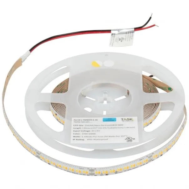 Task Lighting LT600W24V016-TW 16 ft 600 lm/ft Tunable-White LED 24V Tape Light Featuring Tandem LED Two-Wire Technology