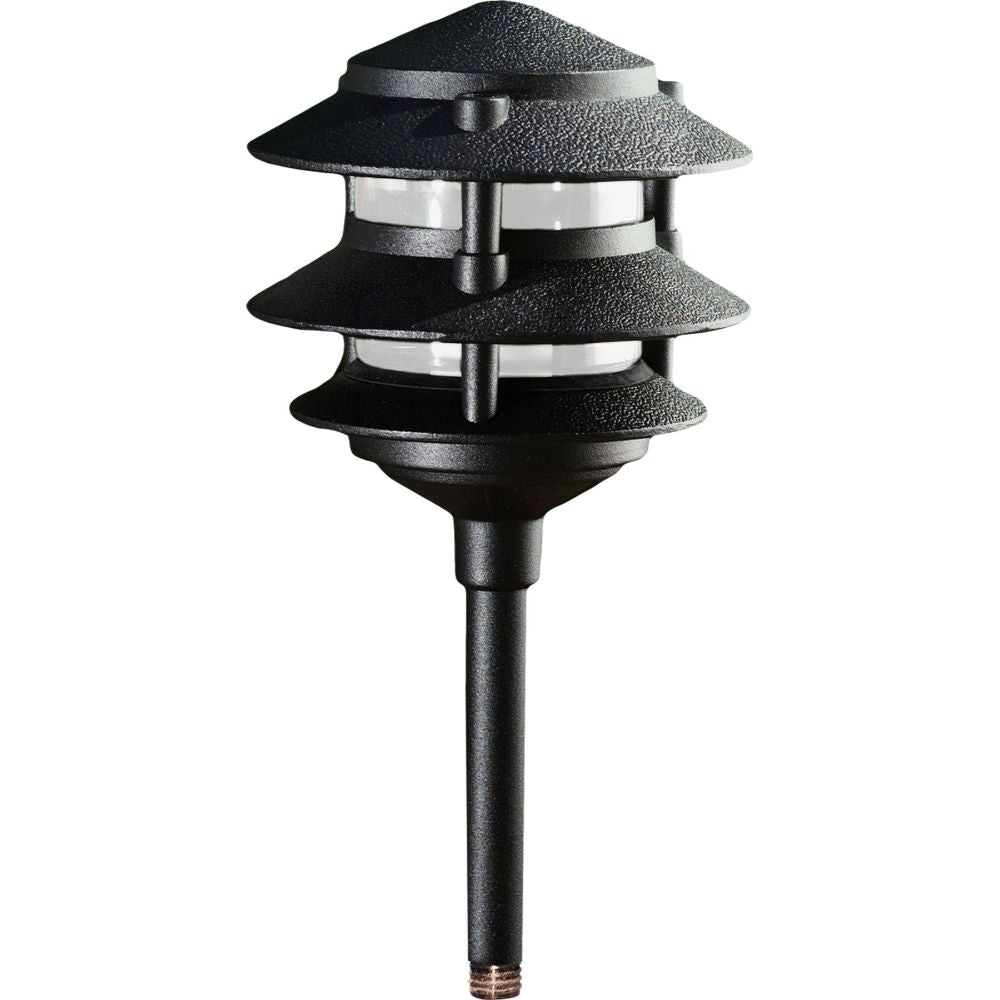 Dabmar Lighting LV102-10T-B LED Cast Aluminum Pagoda Light 3-Tier 1/2" Base 10" Top, 2-Pin, No Lamp, 12V, Black Finish
