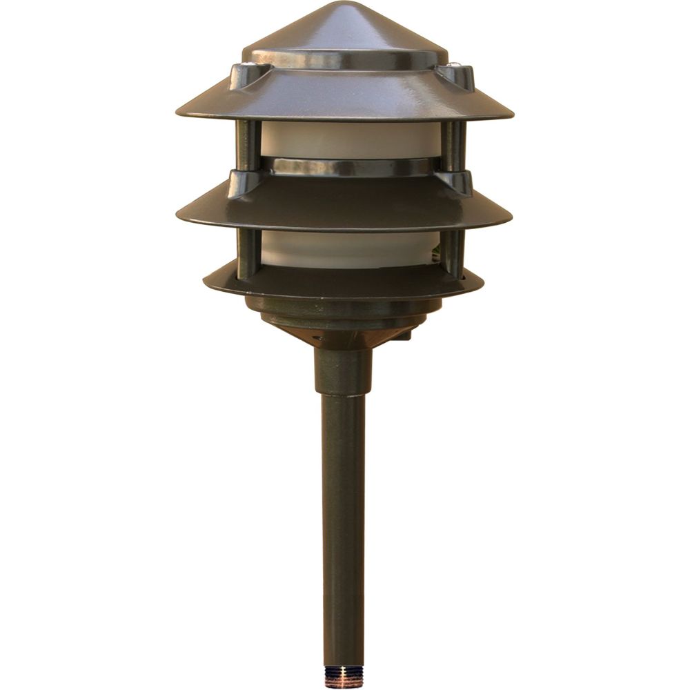 Dabmar Lighting LV102-10T-BZ LED Cast Aluminum Pagoda 3-Tier 1/2" Base 10" Top, 2-Pin, No Lamp, 12V, Bronze Finish